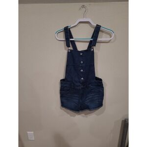 I Love H81 premium denim Shortalls women SZ 26 waist snap front country festival